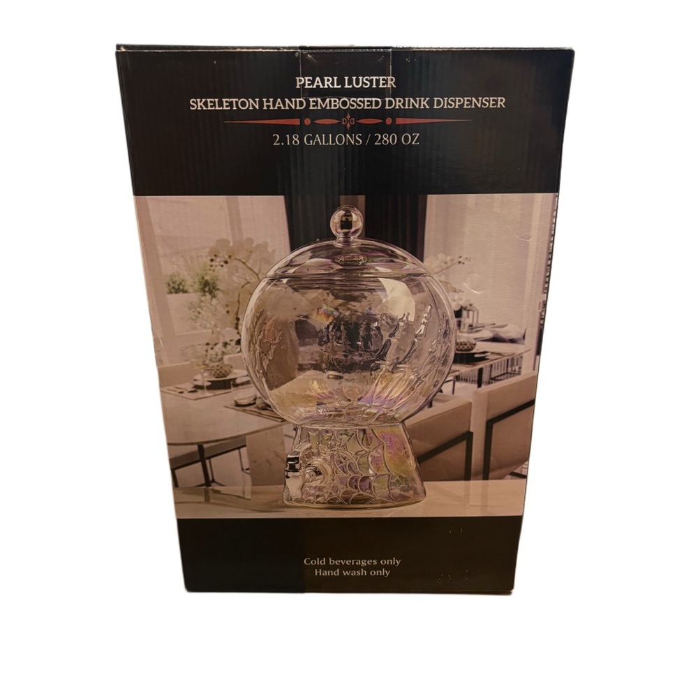 *NEW* Pearl Luster Skeleton Hand Embossed Drink Dispenser - Picture 5 of 6